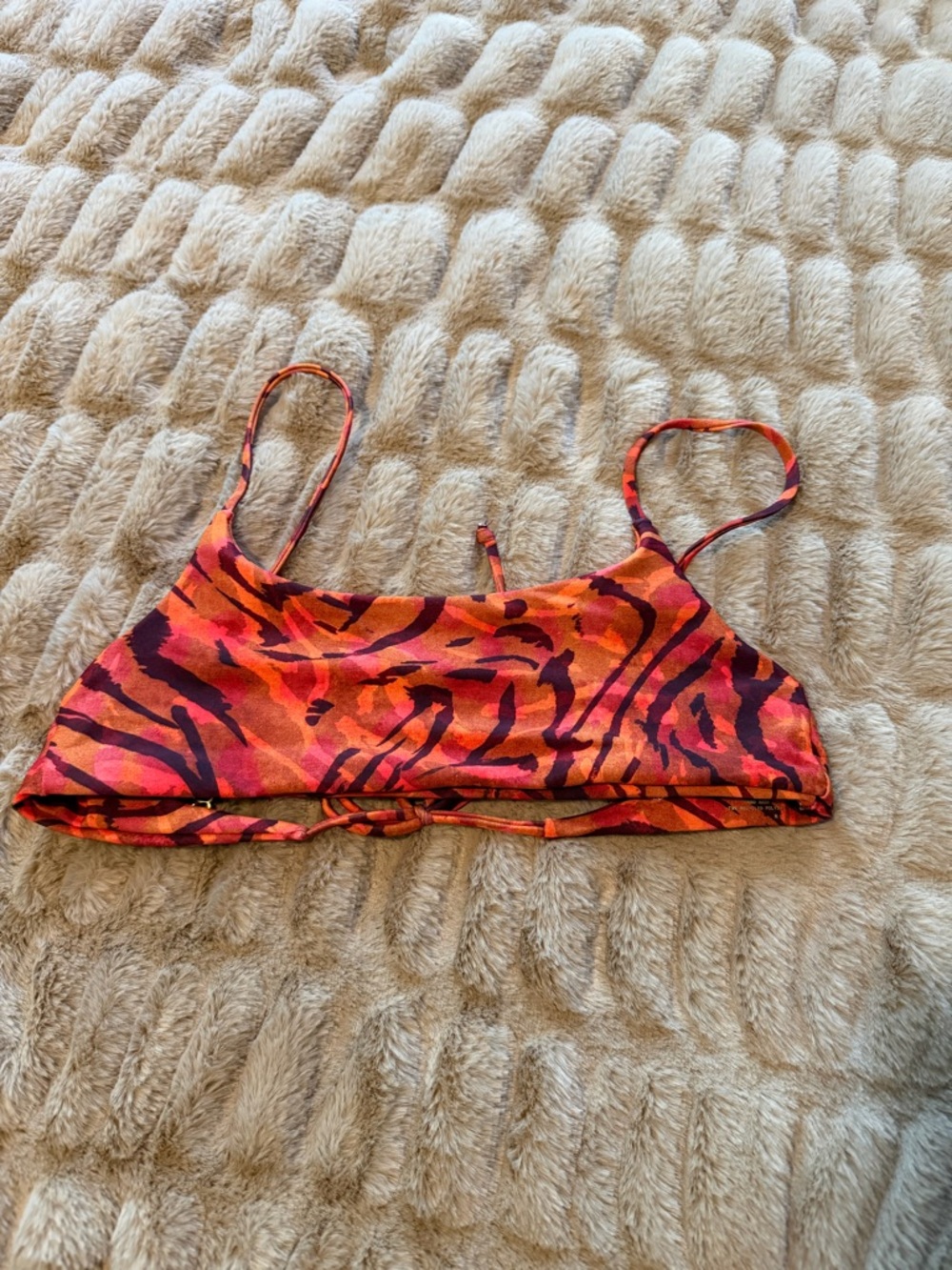 Skatie Orange and Pink Animal Print Bikini Top